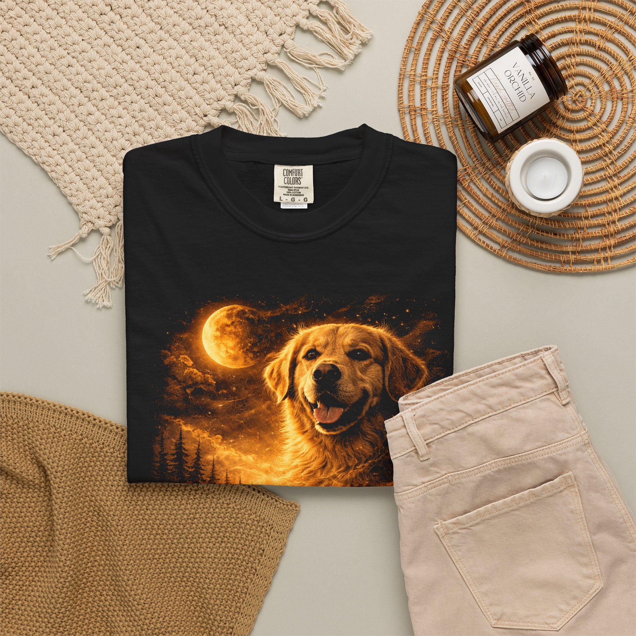 Comfort Colors Golden Retriever Howling to the Moon T-shirt